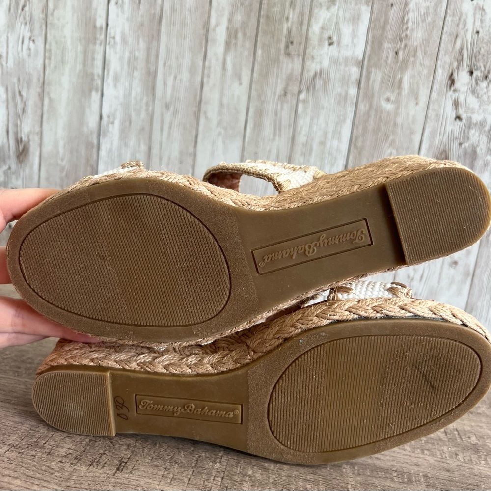 Tommy Bahama Cream Tan Woven Espadrille Wedge Sandals Beachy Resort Size 6.5 - Picture 6 of 8